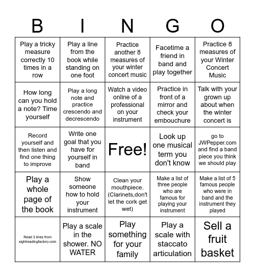 Thanksgiving Practice Bingo Card