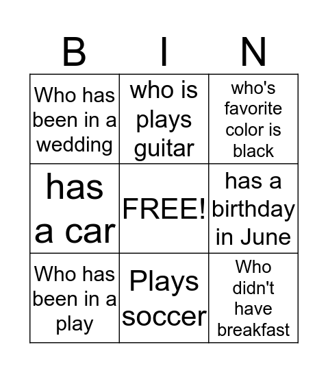 Find someone who ... Bingo Card