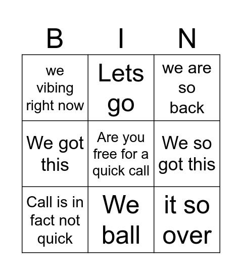 Garima Bingo Card