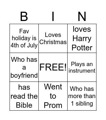 Find someone who ... Bingo Card