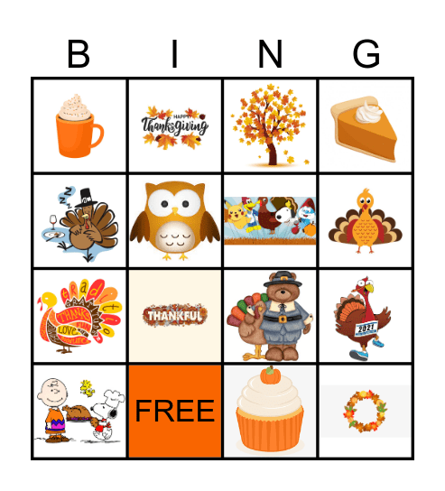 THANKSGIVING BINGO Card