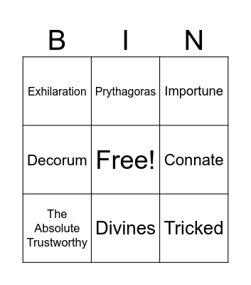 Self-Reliance and Nature Bingo Card