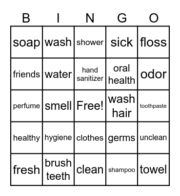 Hygiene Bingo Card