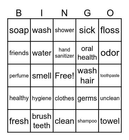 Hygiene Bingo Card
