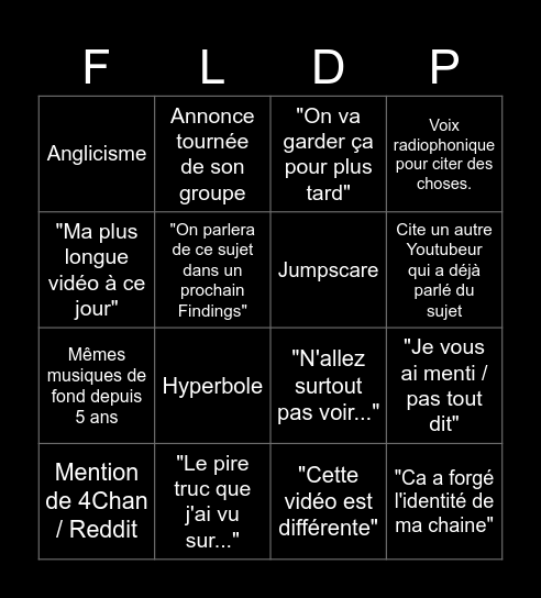 Feldup on te bingo Card