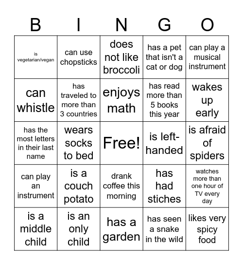 SRF Bingo Card