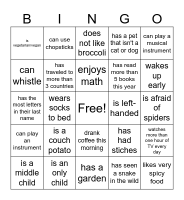 SRF Bingo Card