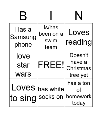 Find someone who ... Bingo Card