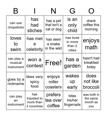 SRF Bingo Card