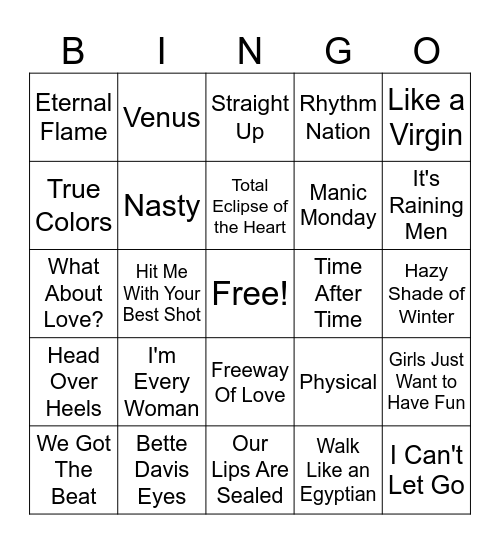 Ladies of the 80s Bingo Card