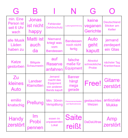 DaDaGigBingo Card