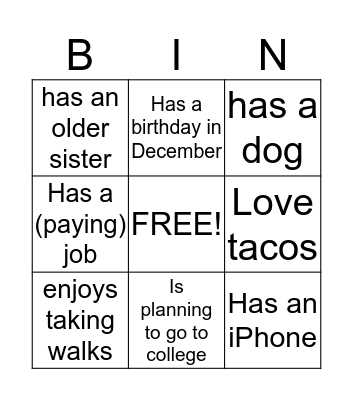 Find someone who ... Bingo Card