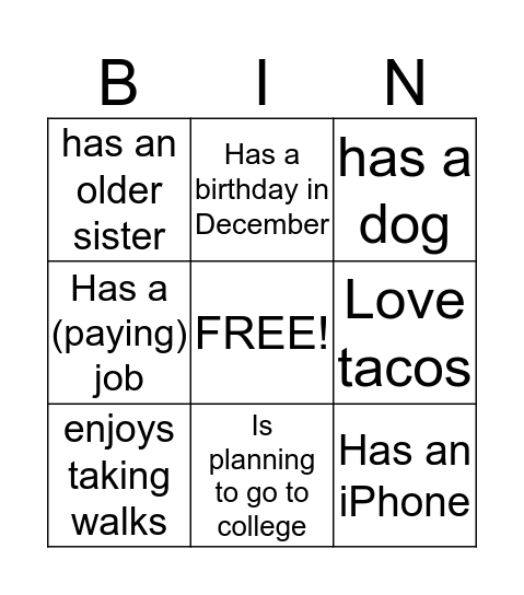 Find someone who ... Bingo Card