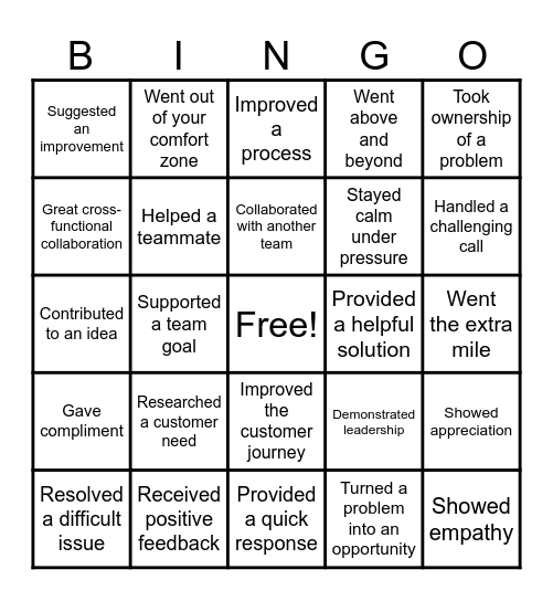 CX BINGO Card