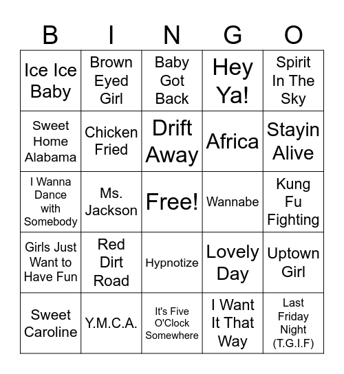 Everybody Knows Bingo Card