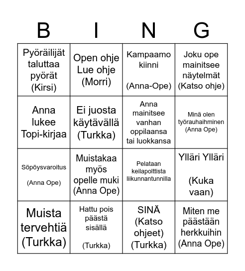 OpeBingo Card