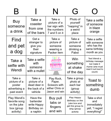 Wendi's Birthday Bingo Card