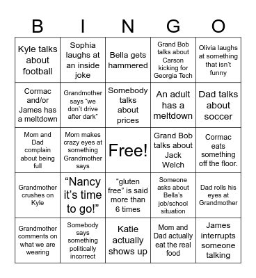 Thanksgiving Bingo Card