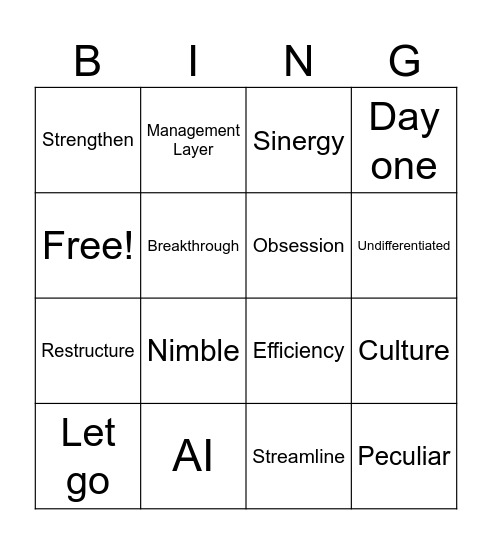 All Amazon Bingo Card