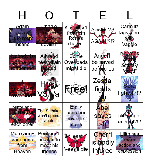 Hazbin Hotel Season 2 Episode 7&8 Bingo Card