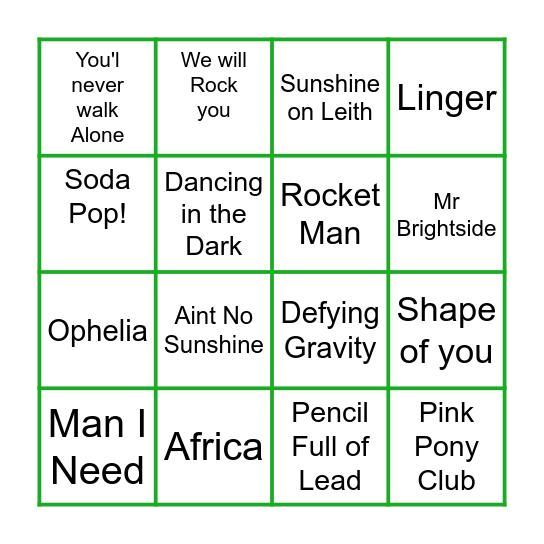 New Spin Bingo Card