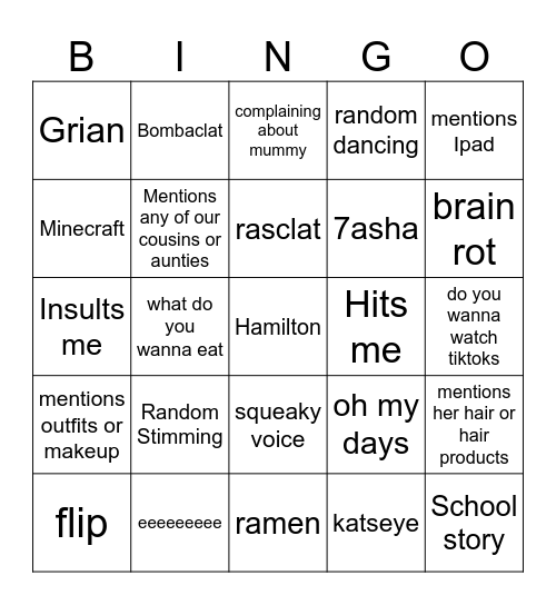 Nesi Bingo Card