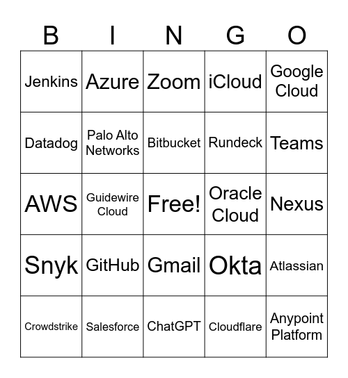 Downed Services Bingo Card