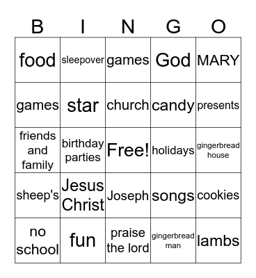 Christmas Bingo Card