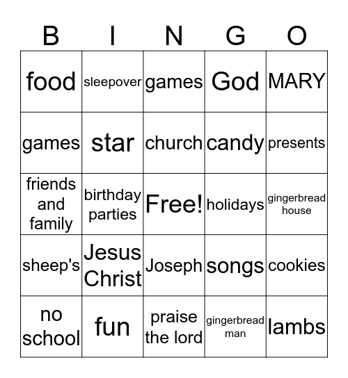 Christmas Bingo Card