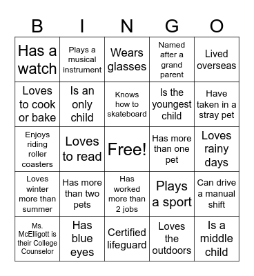 Ice-Ice Breaker! Bingo Card