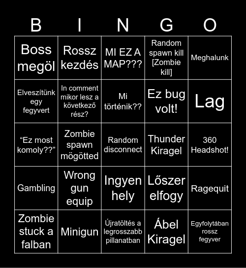 Zombie uprising Bingo Card
