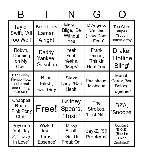 Best 21st Century Bingo Card
