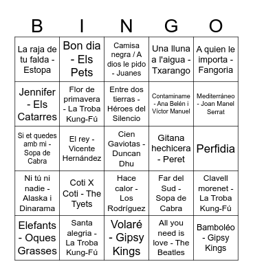 BINGO MUSICAL EN VIU Bingo Card