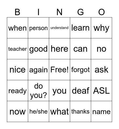 Untitled Bingo Card