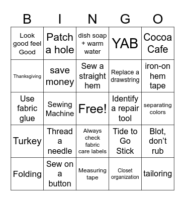 Youth Advisory Board Bingo Card
