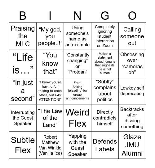 MUI 221 Bingo! Bingo Card