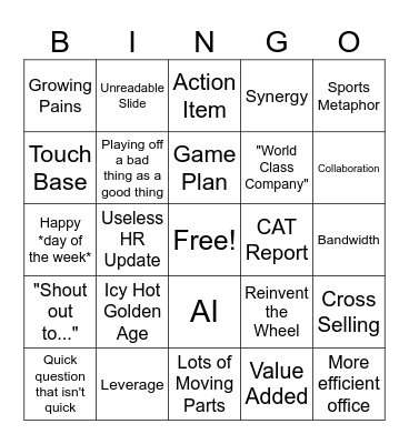 Town Hall Bingo Card