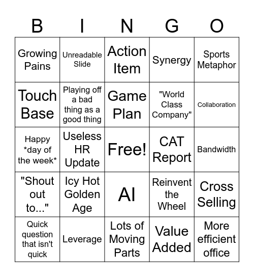 Town Hall Bingo Card