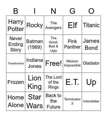 Movie Scores Bingo Card