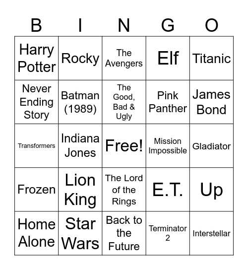 Movie Scores Bingo Card