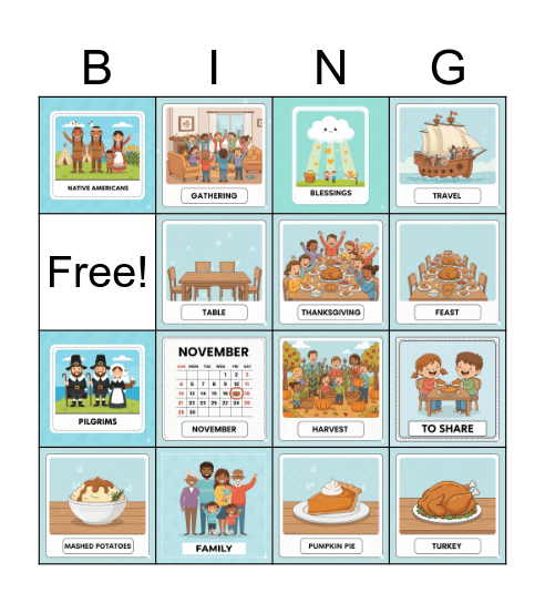 Thanksgiving Bingo Card