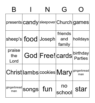 Christmas Bingo Card