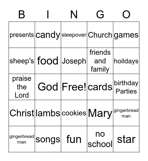 Christmas Bingo Card