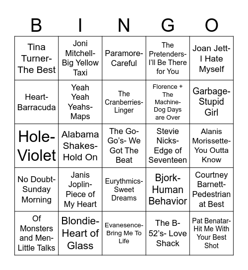 Radio Bingo Card
