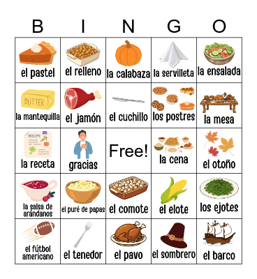 Thanksgiving Words Bingo Card