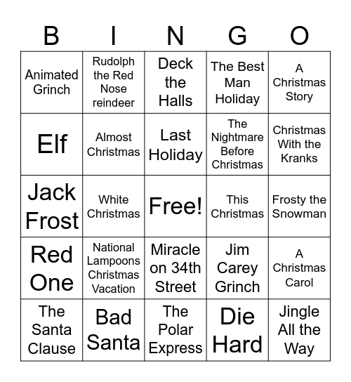 Christmas Bingo Card