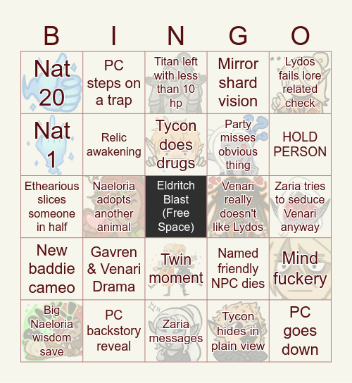 Session 7: Storming the Citadel Bingo Card