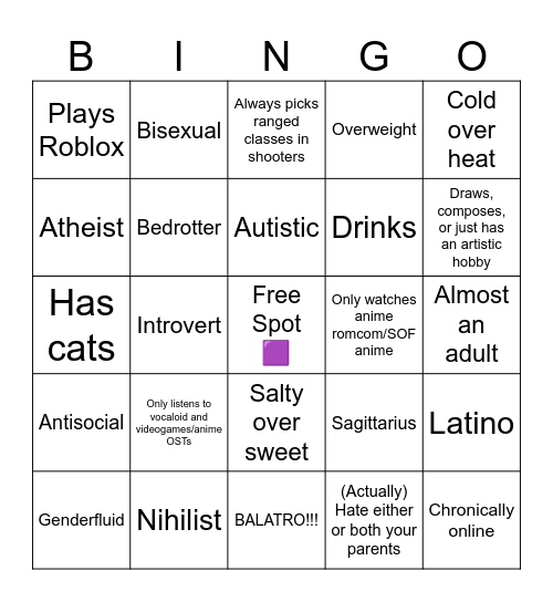 How similar you are to ME!!! Bingo Card