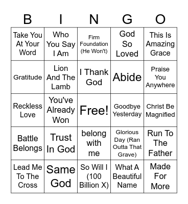 Harvest Students Bingo Card
