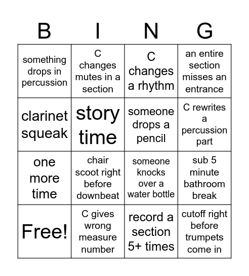 Rehearsal Bingo! Bingo Card